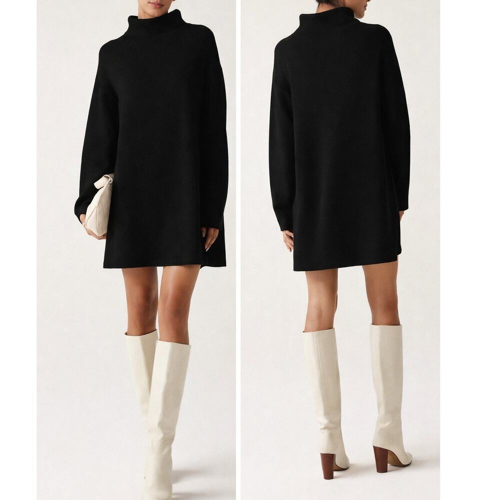 Ba&sh Medee Turtleneck Knitted Sweater Dress Black Size Small NWT